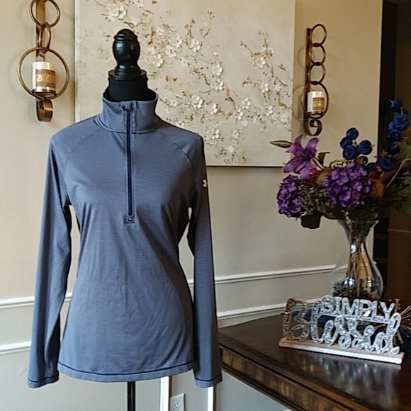 Under Armour Blue Stripes Pullover Long Sleeves Workout Top. Size M - Picture 1 of 17